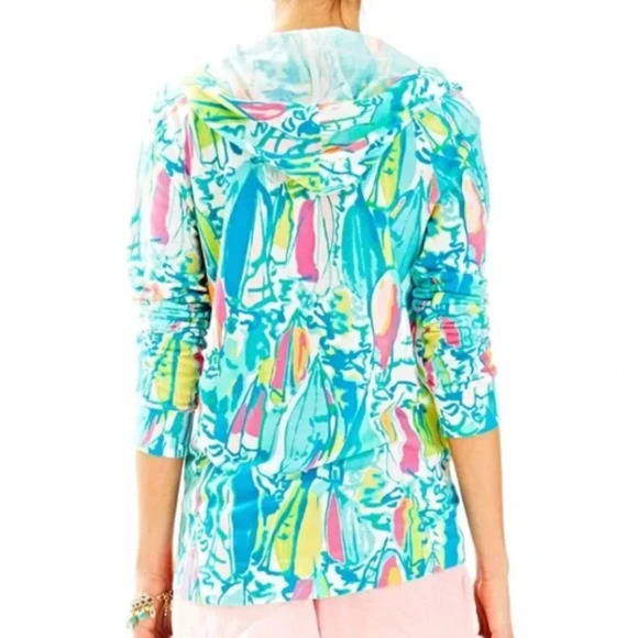 Lilly Pulitzer Beach and Bae Fleece Hoodie Jacket  Size XS Pink Sailboat… - Picture 2 of 7